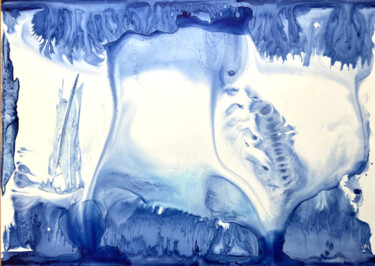 Malerei mit dem Titel "Pays de Yupo : un m…" von Marie-Annick Radigois, Original-Kunstwerk, Aquarell Auf Glas montiert