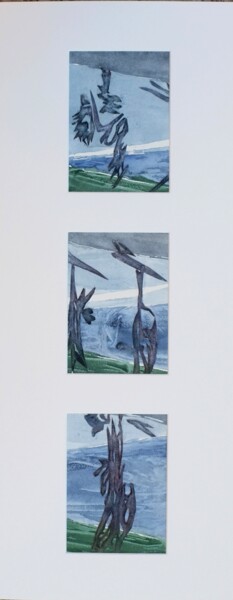 Peinture intitulée "Demoiselles éolienn…" par Marie-Annick Radigois, Œuvre d'art originale, Aquarelle