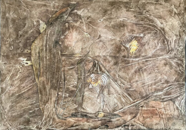 Peinture intitulée "Au tréfonds de la t…" par Marie-Annick Radigois, Œuvre d'art originale, Aquarelle