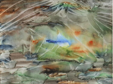 Painting titled "cocon dispersion" by Marie-Annick Radigois, Original Artwork, Watercolor