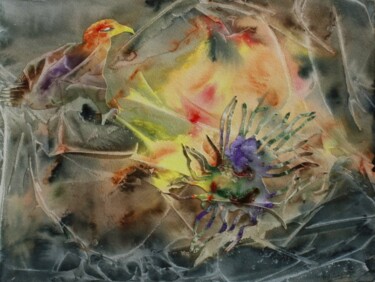 Painting titled "Griffon et Gorgone…" by Marie-Annick Radigois, Original Artwork