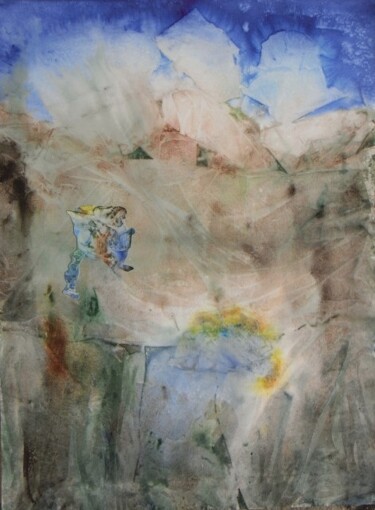 Peinture intitulée "galop sur une terre…" par Marie-Annick Radigois, Œuvre d'art originale, Aquarelle