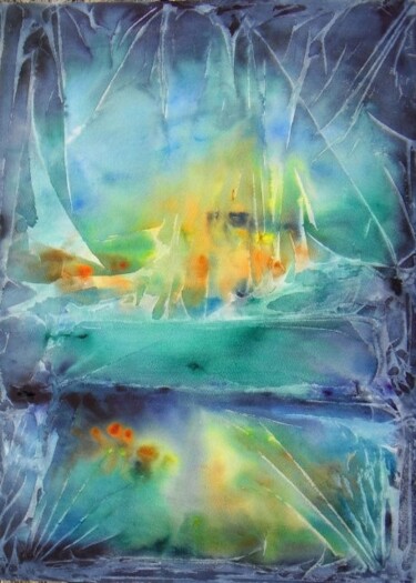 Peinture intitulée "feu de terre , refl…" par Marie-Annick Radigois, Œuvre d'art originale, Aquarelle
