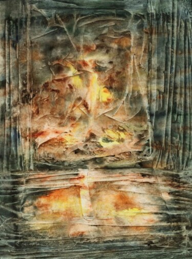 Peinture intitulée "11.09 pierres de fe…" par Marie-Annick Radigois, Œuvre d'art originale, Aquarelle