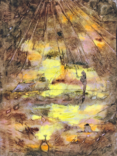 Peinture intitulée "Oniris en périhélie…" par Marie-Annick Radigois, Œuvre d'art originale, Aquarelle