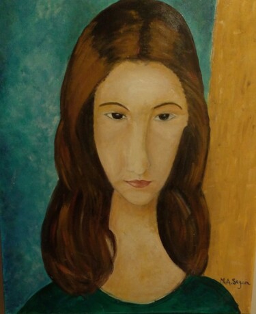 Painting titled "Autoportrait inspir…" by Marie Annick Seguin, Original Artwork, Acrylic Mounted on Wood Stretcher frame