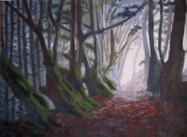 Malerei mit dem Titel "Le chemin d'arbres…" von Marie-Aude Balthéir, Original-Kunstwerk, Acryl