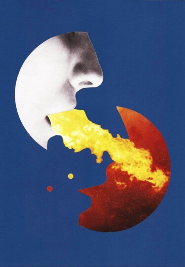 "declaring one's love", "déclarer sa flamme" Colagens intitulada ""declaring one's lo…" por Marie Belhade (Belma), Obras de arte originais, Colagens