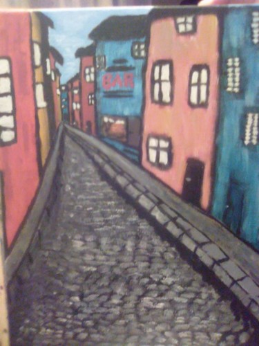 Painting titled "RUE SOMBRE" by Marie Bonniord, Original Artwork, Acrylic
