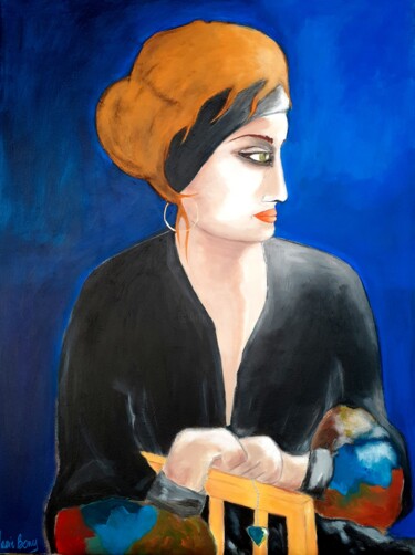 Malerei mit dem Titel "Le pendule bleu" von Marie Bony, Original-Kunstwerk, Acryl