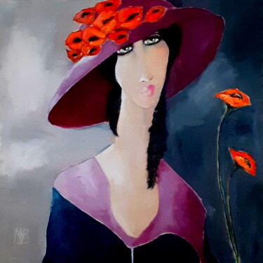 Painting titled "Nostalgie d'automne" by Marie Bony, Original Artwork, Acrylic Mounted on Wood Stretcher frame