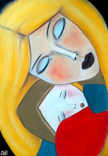 Painting titled ""Le cœur donne l'im…" by Marie Bony, Original Artwork, Pastel