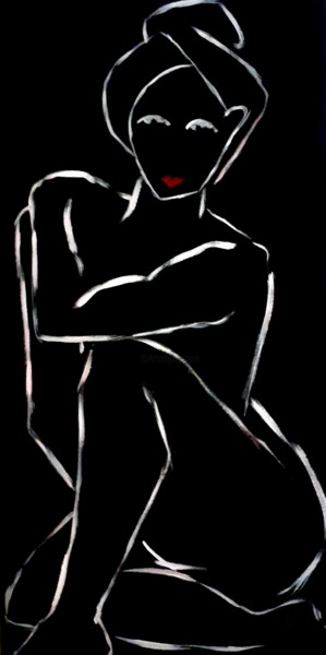 Painting titled "Femme soulagée" by Marie Bony, Original Artwork, Acrylic Mounted on Wood Stretcher frame