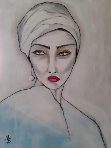 Painting titled "Quelqu'un m'attend…" by Marie Bony, Original Artwork, Acrylic Mounted on Wood Stretcher frame