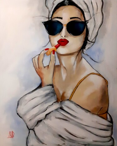 Картина под названием "Rouge passion" - Marie Bony, Подлинное произведение искусства, Акрил