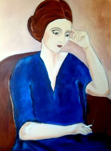 Painting titled "Pour une cigarette…" by Marie Bony, Original Artwork, Acrylic Mounted on Wood Stretcher frame