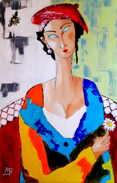 Painting titled "Jolie môme" by Marie Bony, Original Artwork, Acrylic Mounted on Wood Stretcher frame