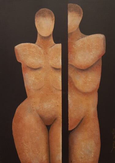 Malarstwo zatytułowany „THE KOOPLE” autorstwa Brigitte Frank, Oryginalna praca, Akryl Zamontowany na Drewniana rama noszy