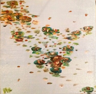 Peinture intitulée "NYMPHEAS VERS MONET" par Marie Caffaro, Œuvre d'art originale, Huile