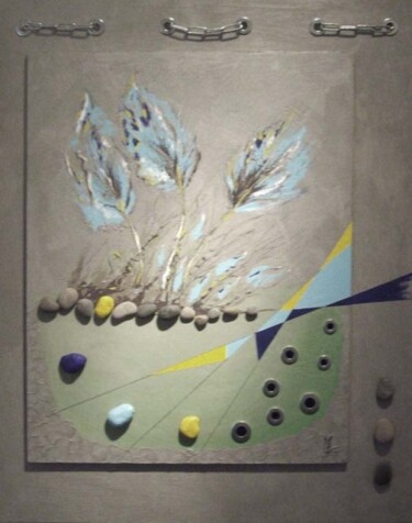 Painting titled "Herbes folles" by Marie Cal, Original Artwork, Acrylic