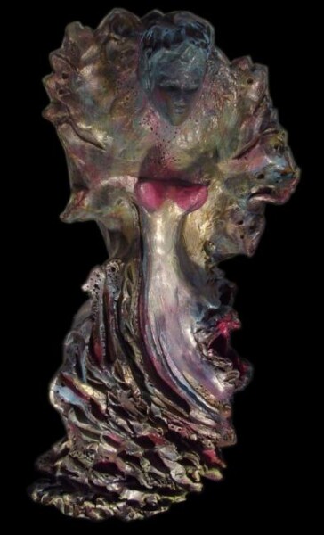 Sculpture titled "Feuillage" by Marie Cal, Original Artwork, Clay