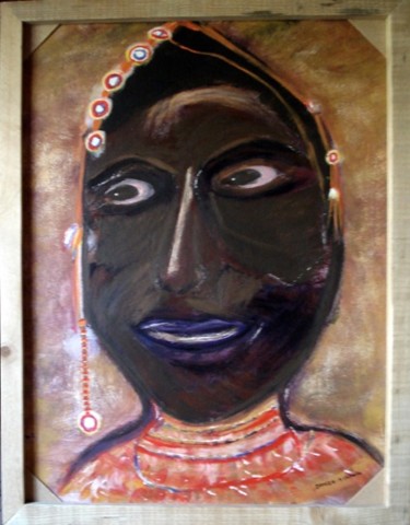 Peinture intitulée "L'afriquaine" par Marie-Cdanger, Œuvre d'art originale, Huile