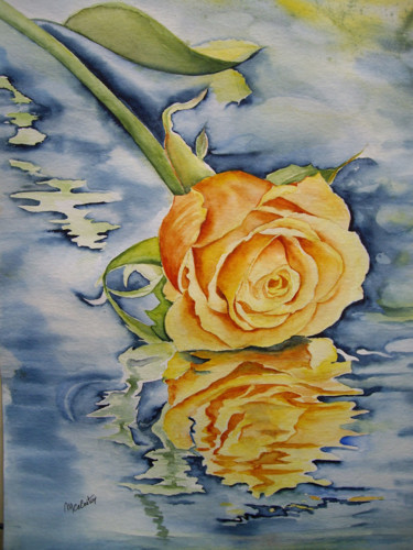 Pintura intitulada "reflets" por Marie Celestin, Obras de arte originais, Aquarela