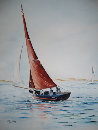 Peinture intitulée "Voilier Saint Malo" par Marie Celestin, Œuvre d'art originale, Aquarelle