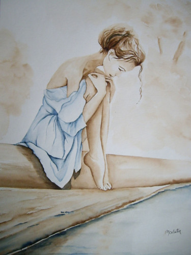 Peinture intitulée "Ma Douce" par Marie Celestin, Œuvre d'art originale, Aquarelle