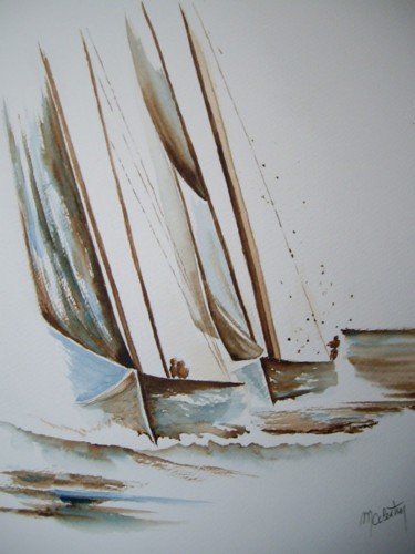 Malarstwo zatytułowany „Régates” autorstwa Marie Celestin, Oryginalna praca, Akwarela