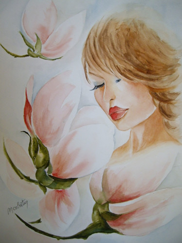 Painting titled "tableau aquarelle C…" by Marie Celestin, Original Artwork, Watercolor