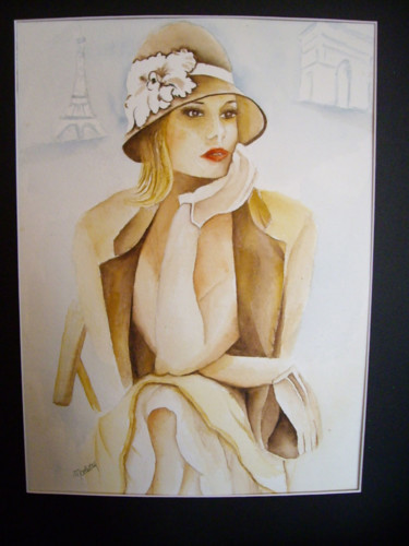 Painting titled "La Parisienne" by Marie Celestin, Original Artwork, Watercolor