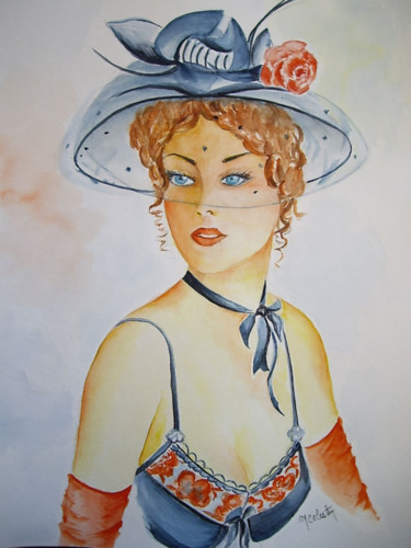Pintura intitulada "Sylvie" por Marie Celestin, Obras de arte originais, Aquarela