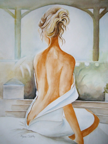 Pintura intitulada "johanna" por Marie Celestin, Obras de arte originais, Aquarela