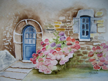 Painting titled "Façade maison Breto…" by Marie Celestin, Original Artwork, Watercolor