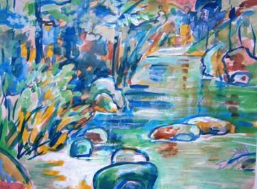 Painting titled "La rivière à EVISA…" by Marie-Céline Chottin, Original Artwork, Watercolor