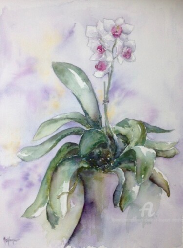 "Orchidée" başlıklı Tablo Marie-Charlotte Houpeurt-Chauffeté tarafından, Orijinal sanat, Suluboya