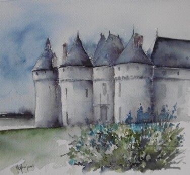 Peinture intitulée "Le château de Chaum…" par Marie-Charlotte Houpeurt-Chauffeté, Œuvre d'art originale, Aquarelle