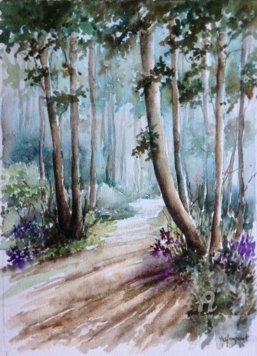 Peinture intitulée "Fin d'été" par Marie-Charlotte Houpeurt-Chauffeté, Œuvre d'art originale, Aquarelle