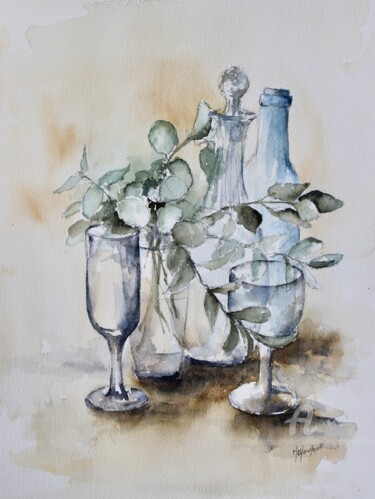 Painting titled "Transparences et fe…" by Marie-Charlotte Houpeurt-Chauffeté, Original Artwork, Watercolor