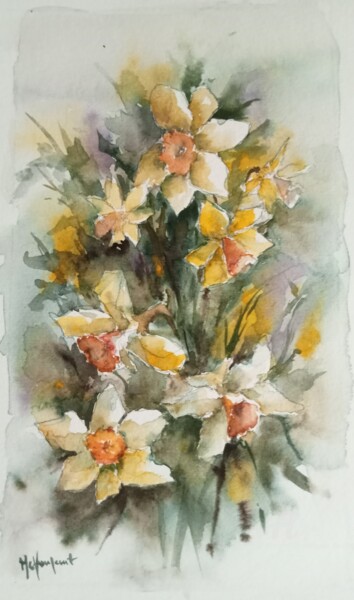 Peinture intitulée "Fleurs de printemps" par Marie-Charlotte Houpeurt-Chauffeté, Œuvre d'art originale, Aquarelle