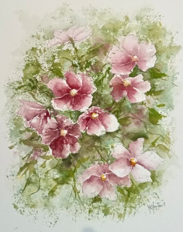 Peinture intitulée "Buisson d'anémones…" par Marie-Charlotte Houpeurt-Chauffeté, Œuvre d'art originale, Aquarelle