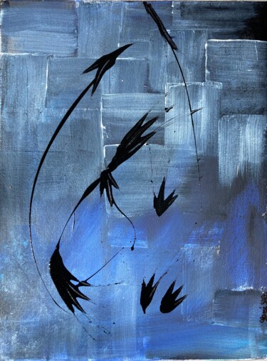 Painting titled "Plumes" by Marie Cheze, Original Artwork, Acrylic