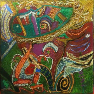 Pintura titulada "CHEVAUCHEE SUR ESCA…" por Marie Christine Bessette, Obra de arte original, Pastel Montado en Otro panel rí…