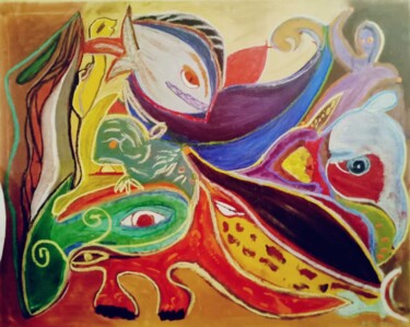 Painting titled "Nature vivante" by Marie Christine Bessette, Original Artwork, Pastel Mounted on Wood Stretcher frame