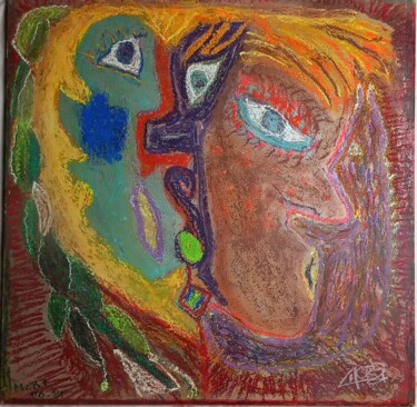 Painting titled "RENCONTRES SANS ARR…" by Marie Christine Bessette, Original Artwork, Pastel Mounted on Other rigid panel