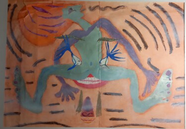 Painting titled "GOOD VIBES OR BAD V…" by Marie Christine Bessette, Original Artwork, Pastel Mounted on Cardboard