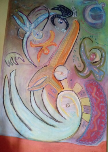 Painting titled "VOYAGE COSMIQUE" by Marie Christine Bessette, Original Artwork, Acrylic