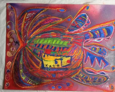 Malerei mit dem Titel "A L OCEAN CLUB" von Marie Christine Bessette, Original-Kunstwerk, Sprühfarbe