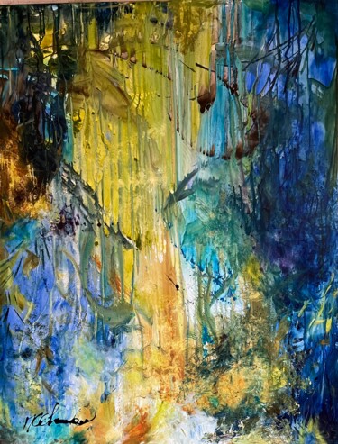Painting titled "Jungle" by Marie-Christine Chambon, Original Artwork, Acrylic Mounted on Wood Stretcher frame